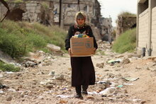 WFP:n ruokajakelua Aleppossa, Syyriassa. Kuva: WFP/ Khudr Alissar